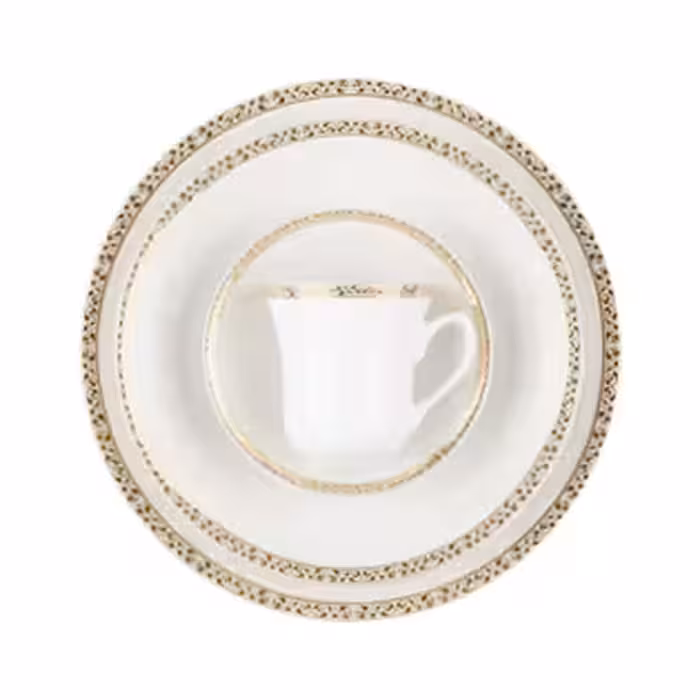 سرویس چینی 108 پارچه کامل رومینا طلایی