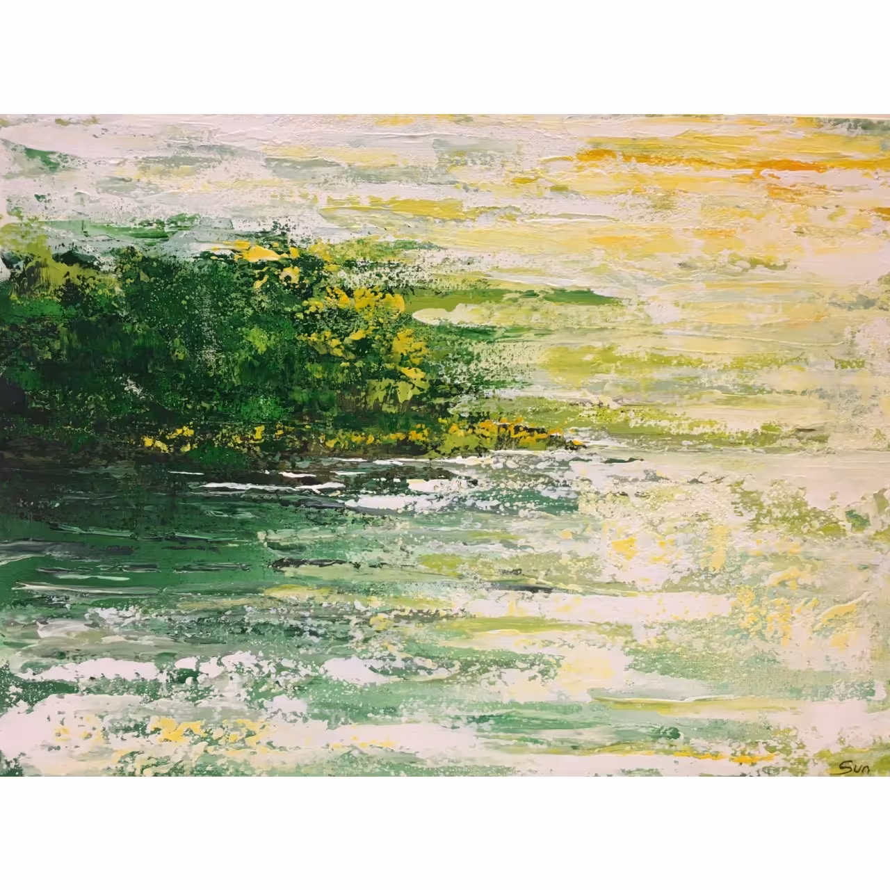 تابلو نقاشی آبستره طرح آب و نور