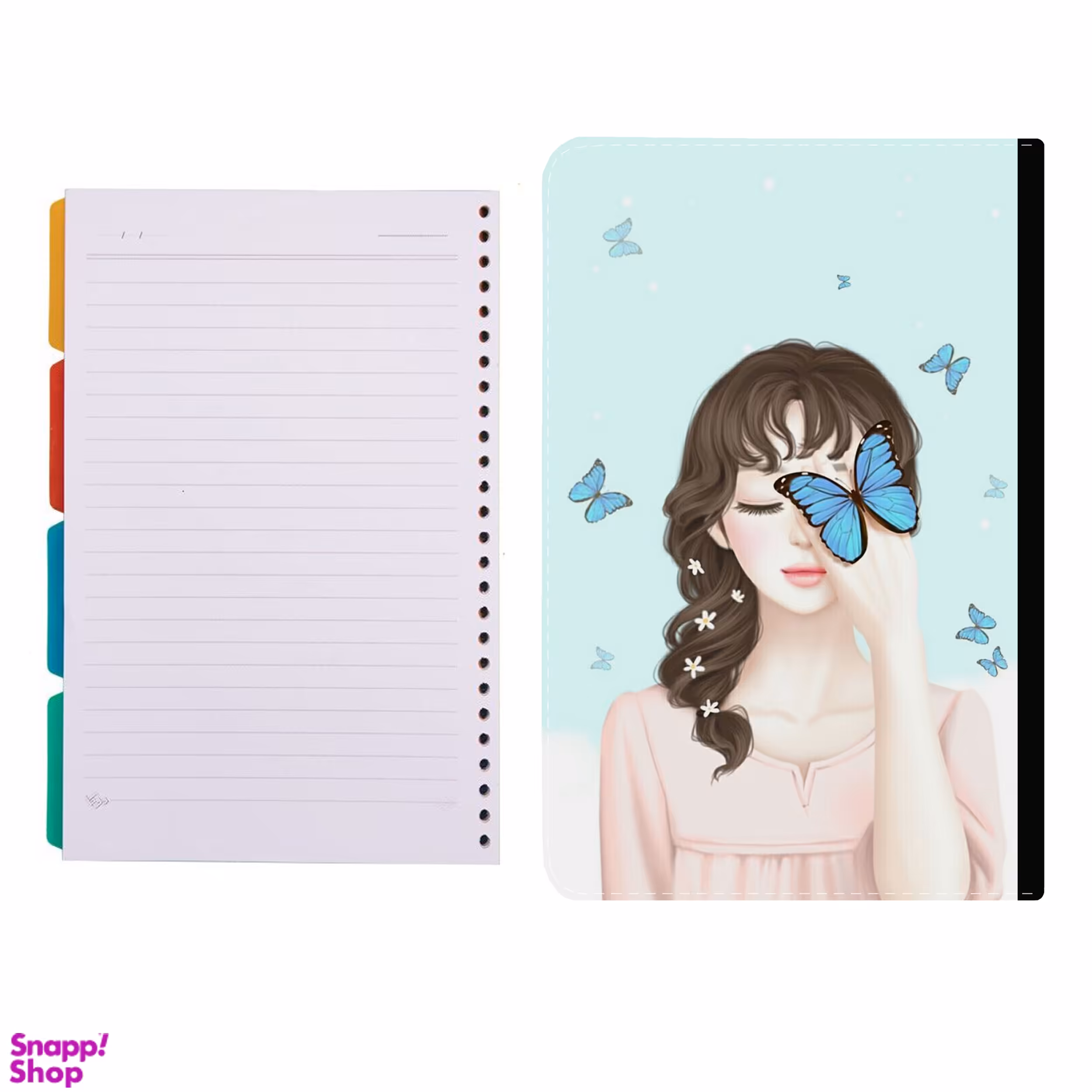 کلاسور طرح دختر و پروانه کد 922 به همراه کاغذ کلاسور