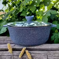 قابلمه گرانیتی سایز 32 پیلو PILAU طرح اسنوهپی خاکستری 