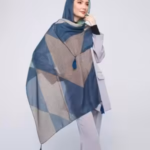 شال نخی نیلا منگوله دار