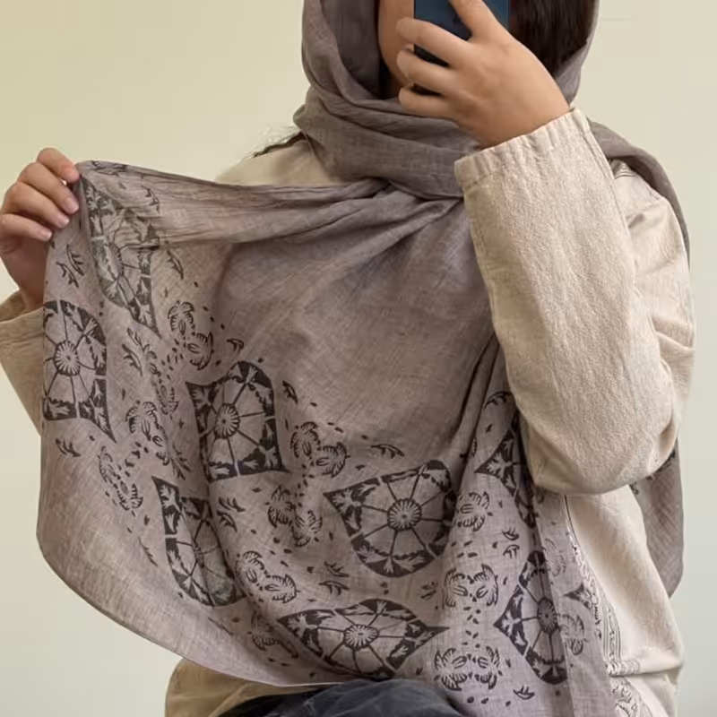 شال نخی بلند رنگی طرحدار و خنک و سبک 