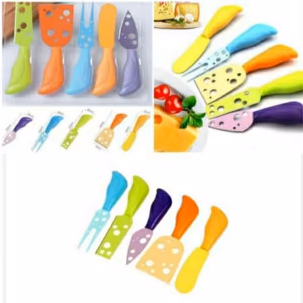 ست پنیرخوری و کارد رنگی صبحانه بسته 5 عددی با ارسال رایگان