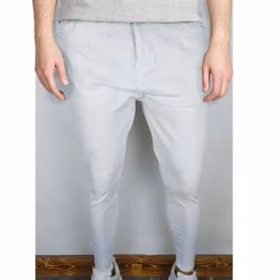 شلوار جین سفید مردانه دم پا زیپی کد 30017