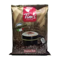 کاپوچینو تیمز بسته 20 تایی. هر بسته حاوی 20 ساشه 25 گرمی کاپوچینو و پودر گرانول شیرین کننده. 