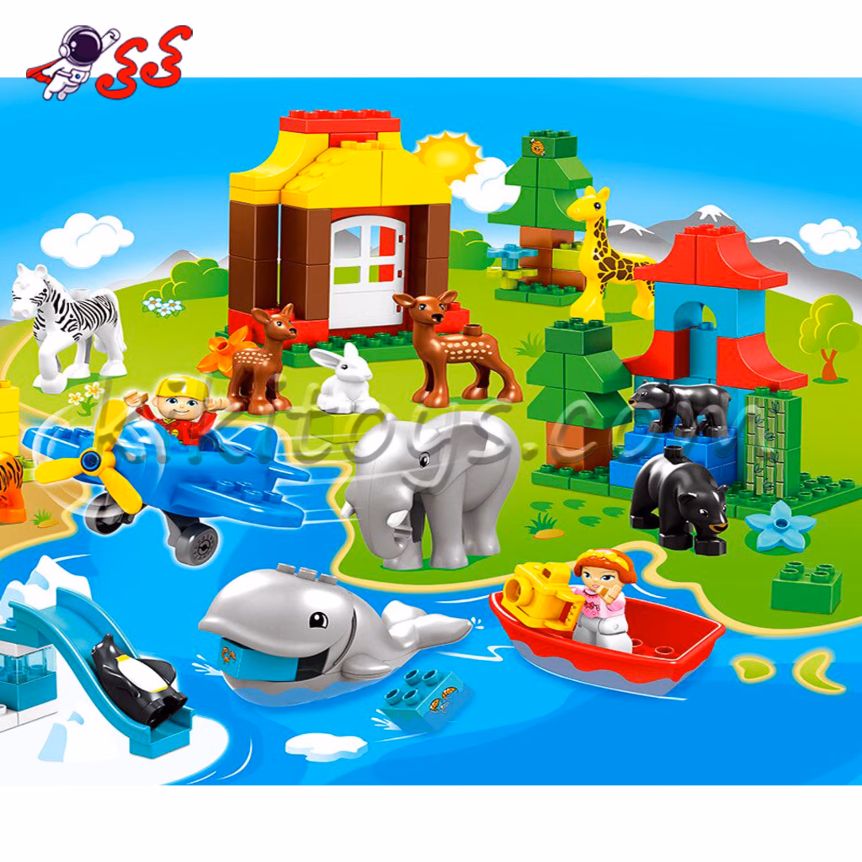 ساختنی لگو دوپلو قطعه درشت پارک حیوانات کودک اسباب بازی 191-188