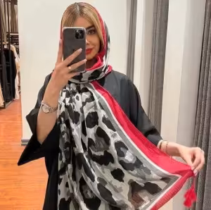 شال پلنگی دور رنگی