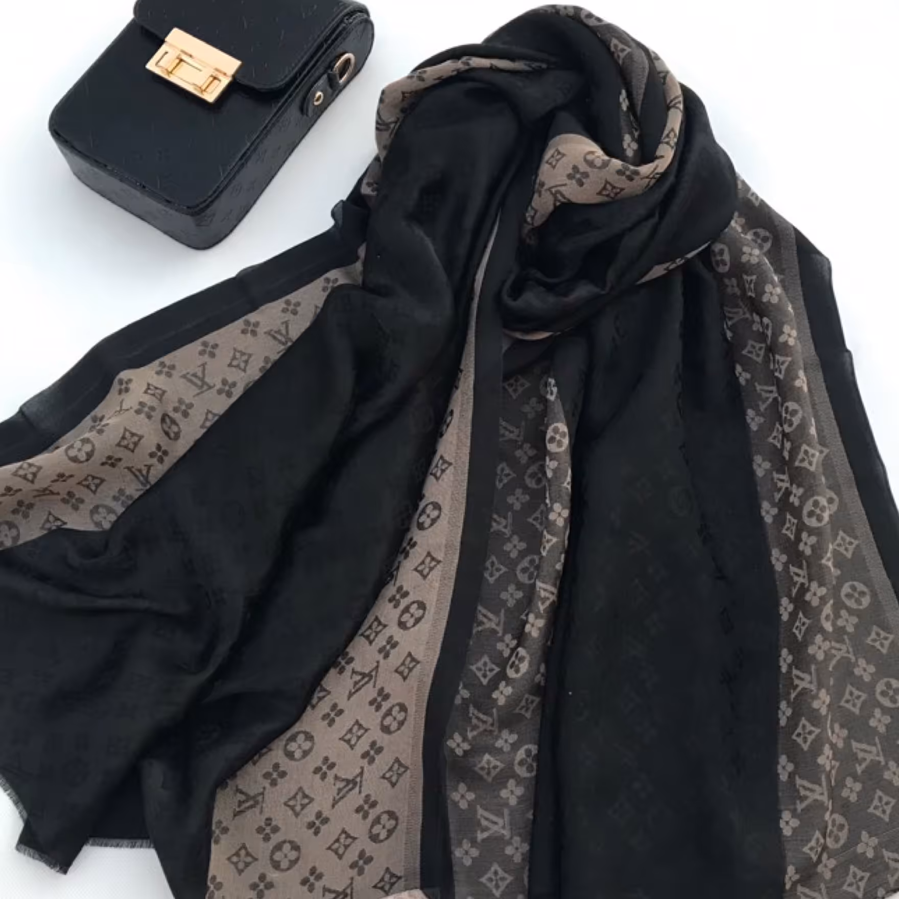 شال مشکی مجلسی(طرح ال وی)