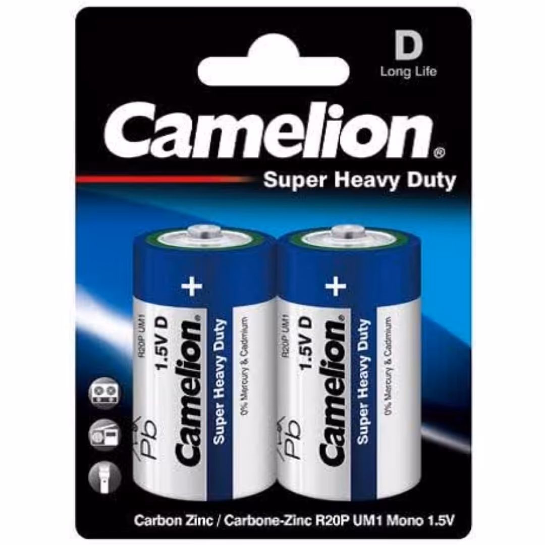 باتری بزرگ D کملیون معمولی Super Heavy Duty بسته 2 تایی کارتی (عمده و خرده)