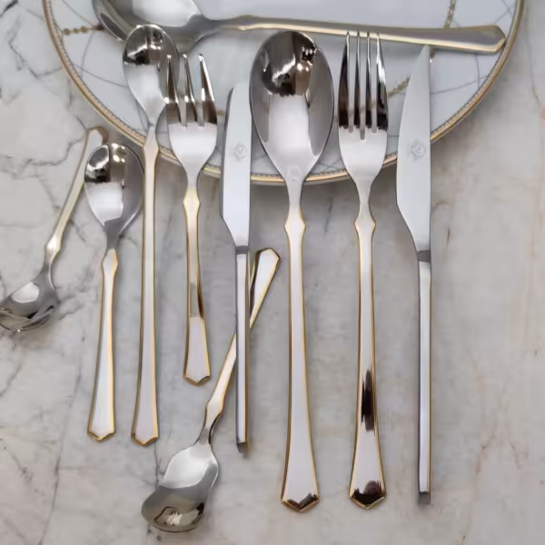 سرویس 24 نفره نیم طلایی پالرمو کد 808g 24 نفره 154 پارچه