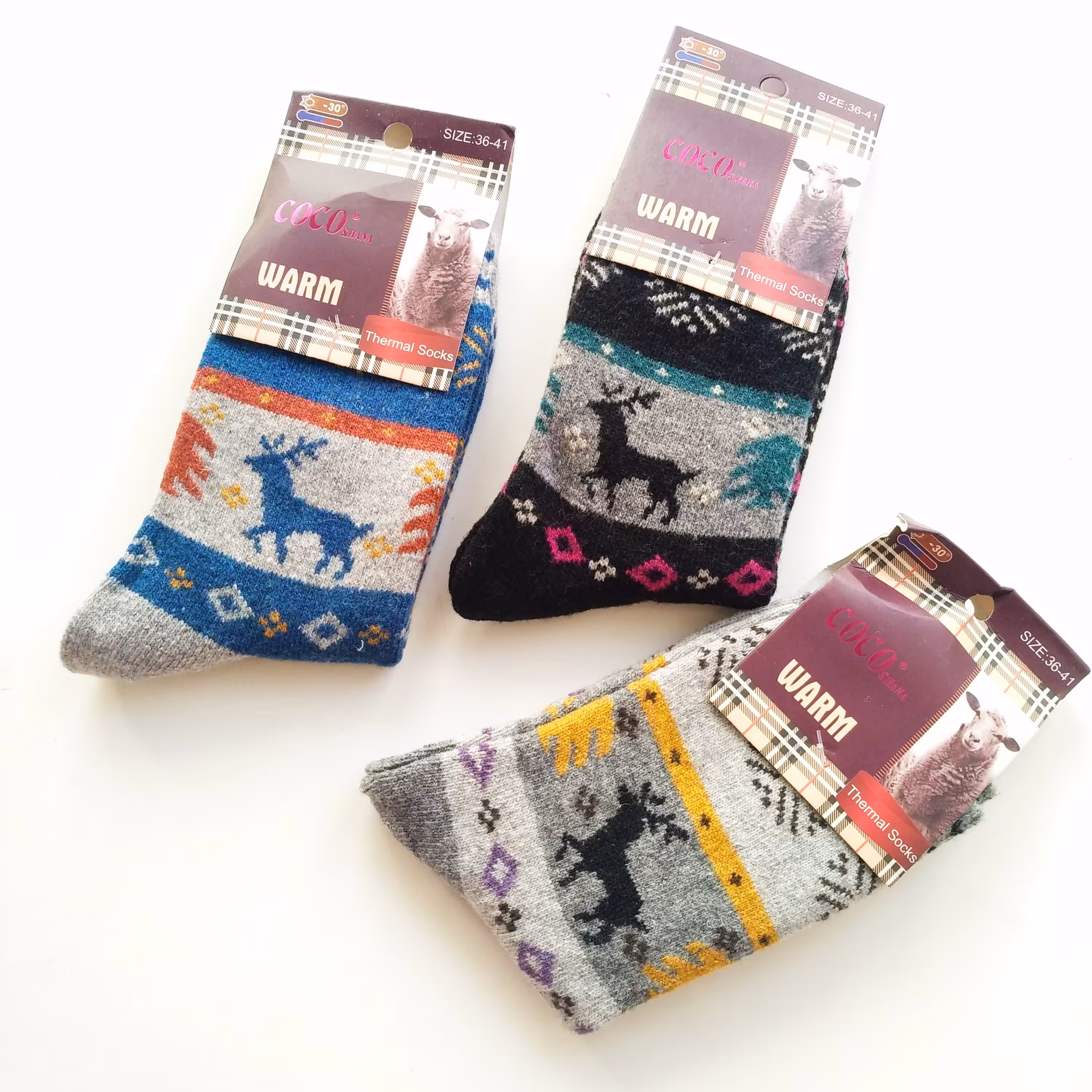 جوراب  پشمی مارک COCOHANA  وارداتی  گرم و نرم  فری سایز از 36 تا 41 