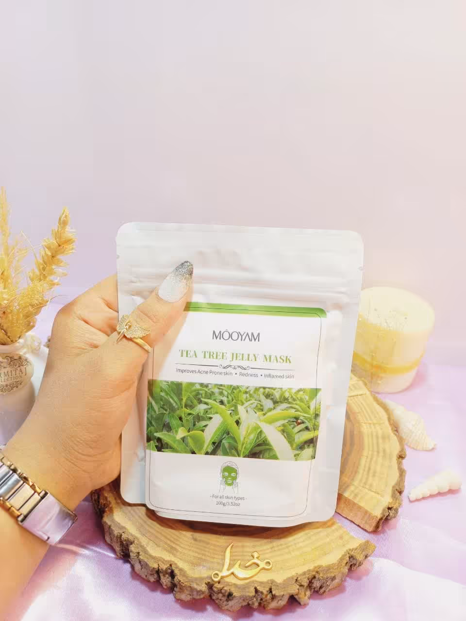 ماسک پودری 100 گرمی جوانسازی مویام MOOYAM با عصاره چای سبز TEA TREEN ساخت چین