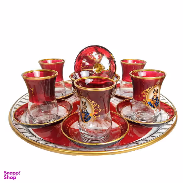 سرویس چایخوری 14 پارچه طرح شاه عباسی مدل 02