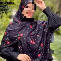 روسری نخی مشکی طرح دار رزان