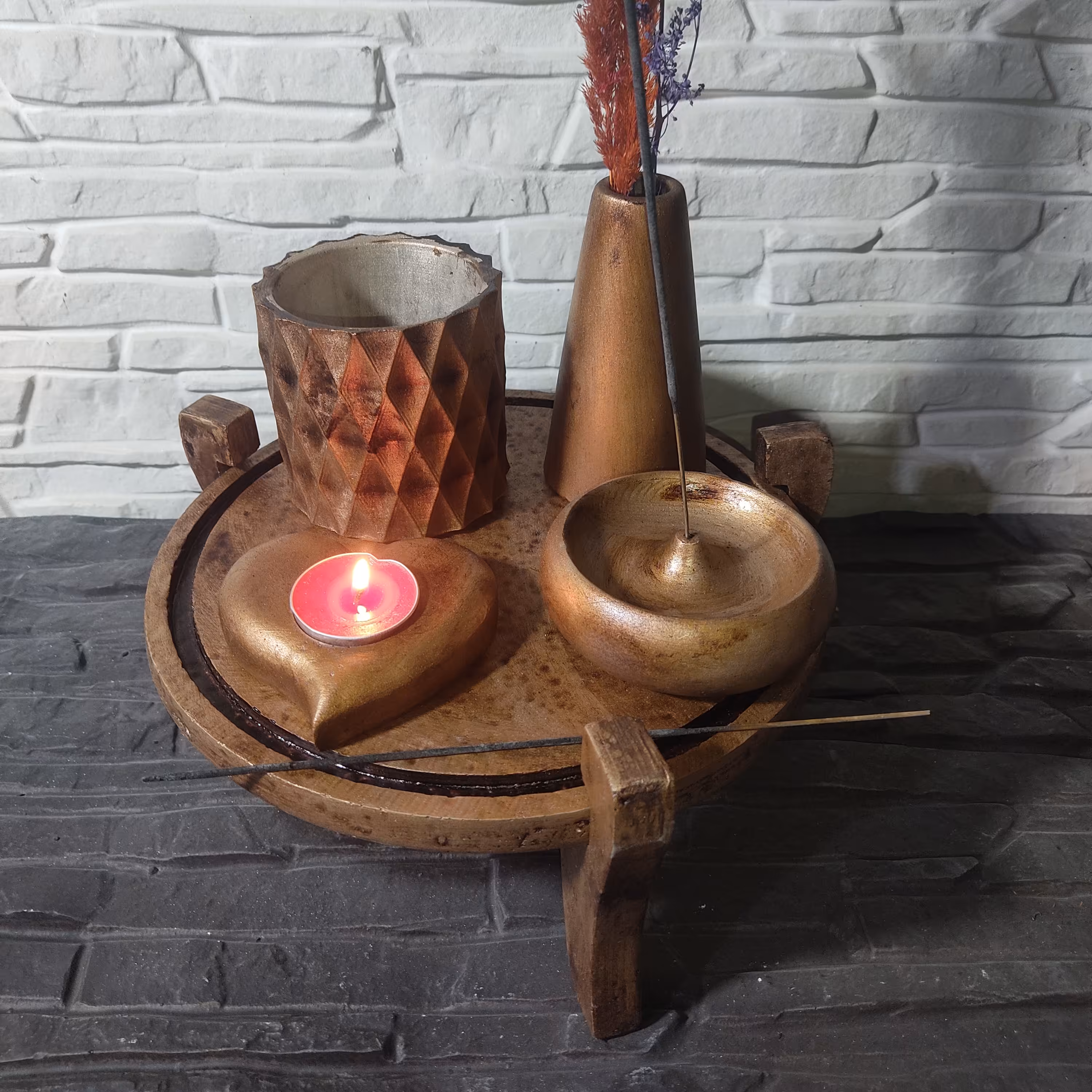 دکوری بتنی.دکوری سنگی.ست جاعودی و جاشمعی.اکسسوری.جاعودی.جاشمعی.سنگ مصنوعی.