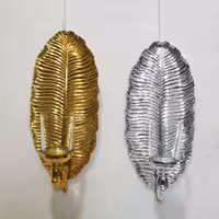 شمعدان دیواری طرح برگ رنگ  نقره و طلایی براق آلومینیوم تضمینی بدون تغییر رنگ