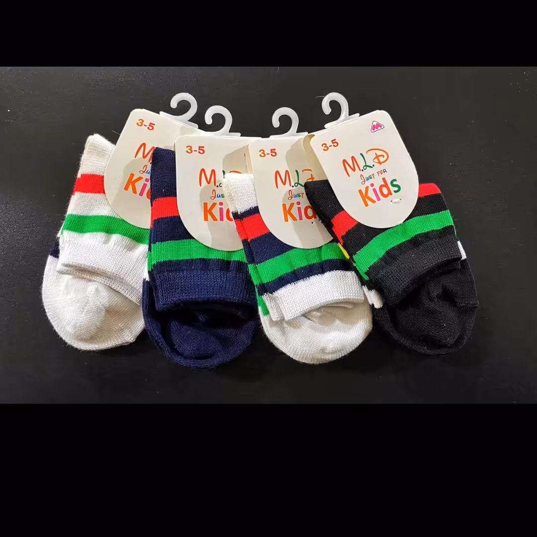 جوراب بچگانه پسرانه طرح راه راه رنگی مناسب دو تا ده سال