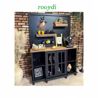 کافه بار دارای پشتی شلف دار رنگ مشکی جنس ام دی اف