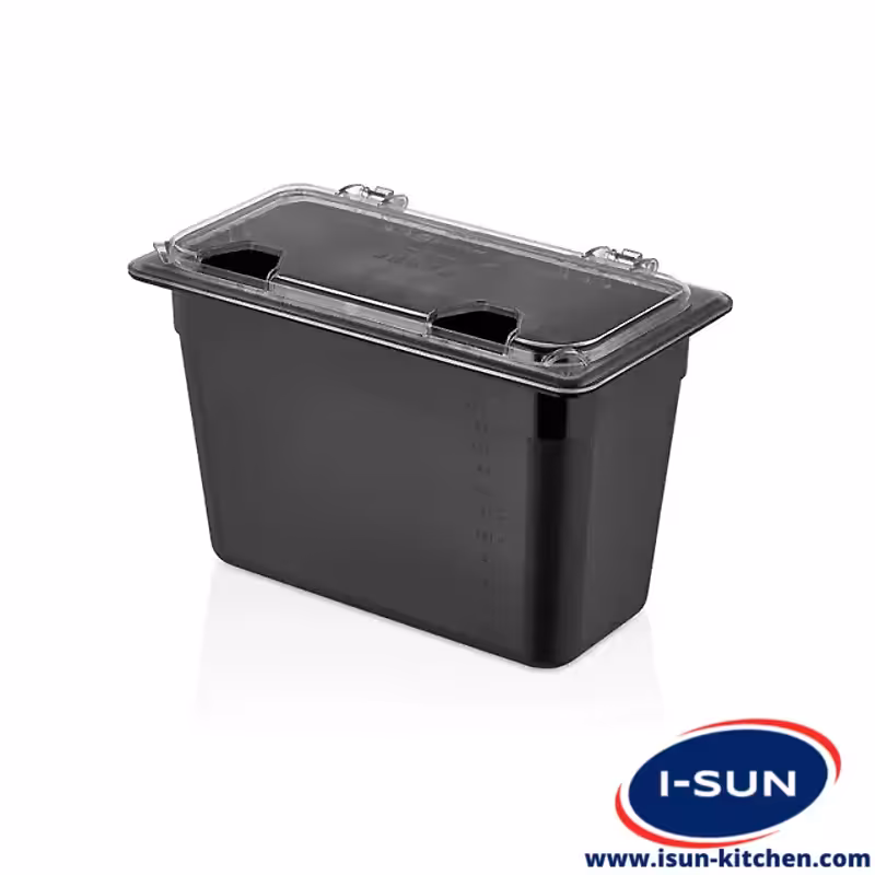 ظرف سس 1/3 عمق 15 مشکی درب دار - فروشگاه آیسان