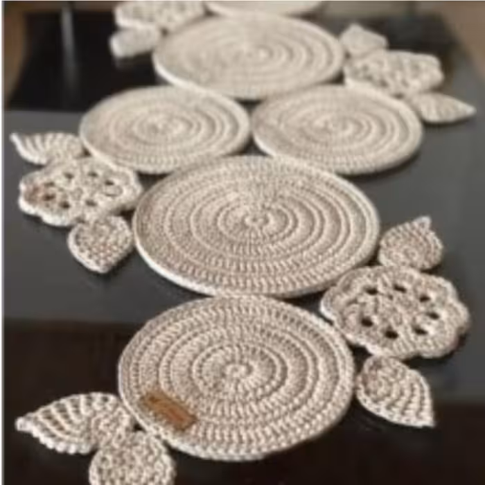 رومیزی رانر قلاب بافی مکرومه کتان میز 6 نفره