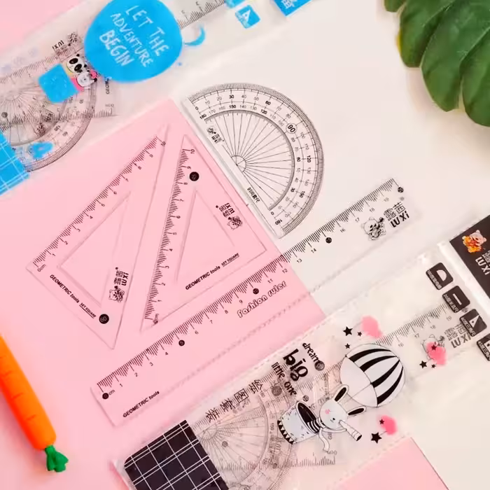 ست خطکش و گونیا پک 4 عددی خط کش و گونیا 