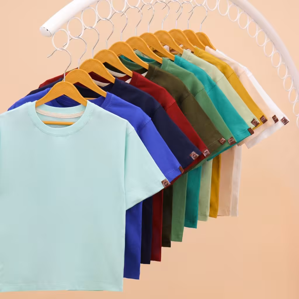  تیشرت بگ استایل رنگی رنگی ست خانوادگی جنس پنبه 2 سال تا بزرگسال