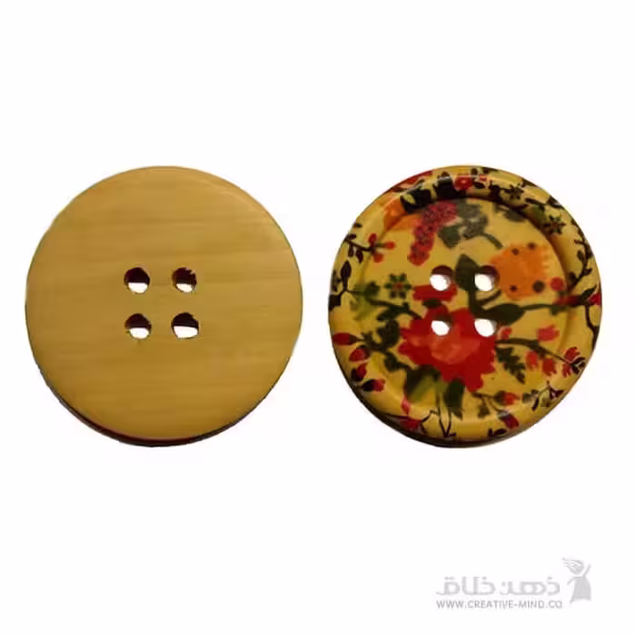 دکمه چوبی گل و برگ