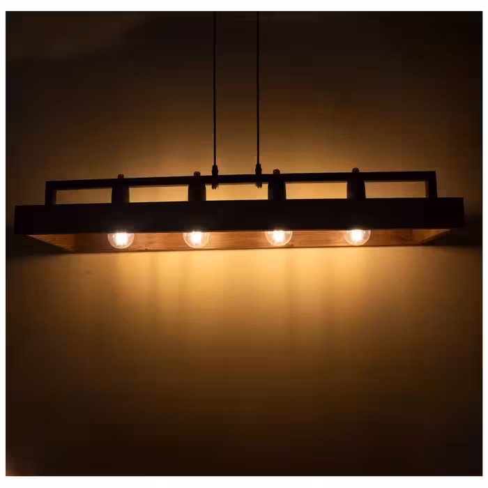 لوستر  آویز 4 شعله چوبی -لوستر چوبی طرح چوب -لوستر آویز -لوستر آشپز خانه -لوستر مدرن 