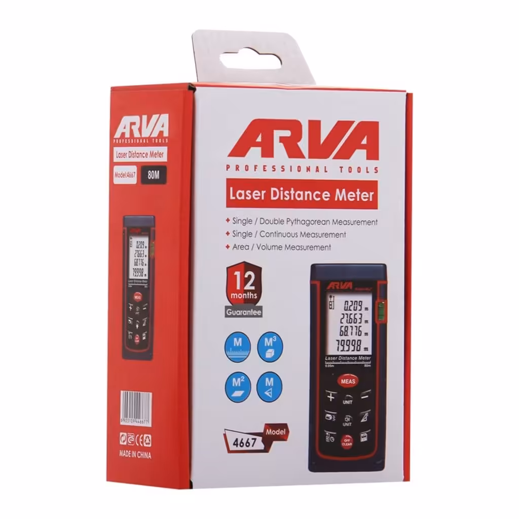 متر  لیزری 80 متری آروا مدل 4667 با طراحی زیبا و منحصر  به فرد 