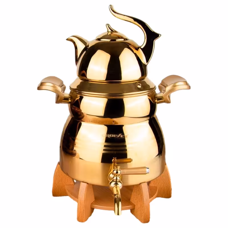 ست کتری قوری کروپ ست مدل آوینا طلایی کد 200