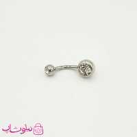 پیرسینگ ناف ساده نقره ای با نگین سفید کد 299