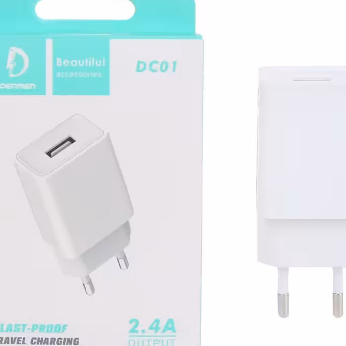 شارژر دیواری 12W فست DENMEN مدل DC01 - سفید (گارانتی یکساله) 
