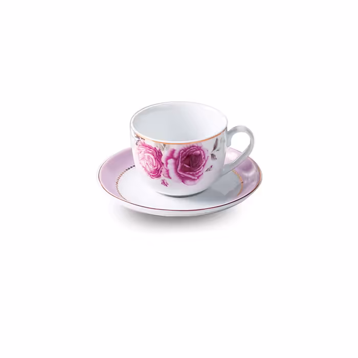 سرویس چینی زرین 6 نفره چای خوری رزفلاور (12 پارچه)