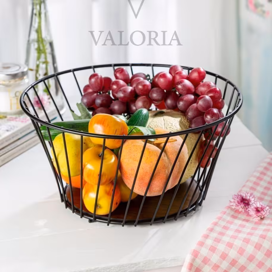 سبد میوه مورب فلزی کف چوب 