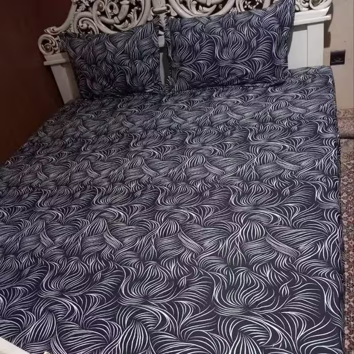 روتختی دونفره مشکی سه بعدی به همراه رو بالشی