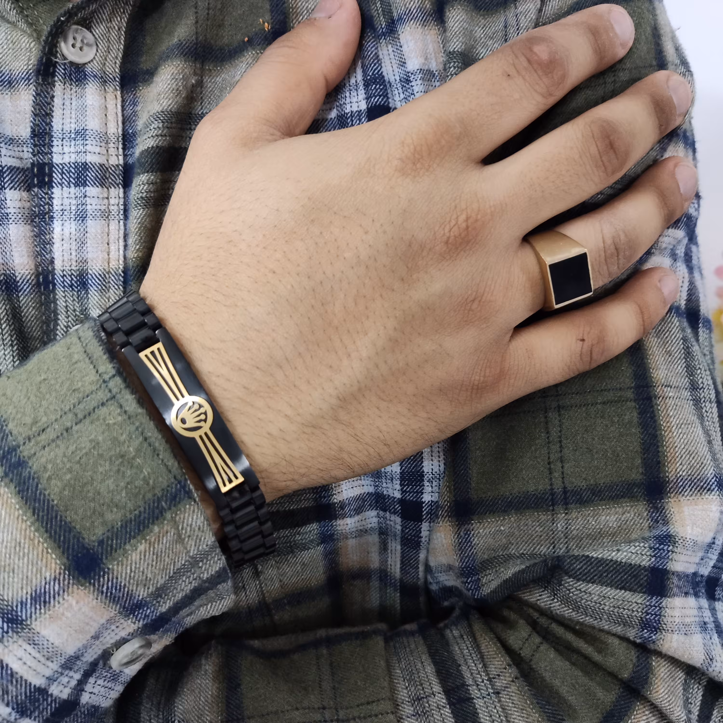 دستبند رولکس مشکی طلایی