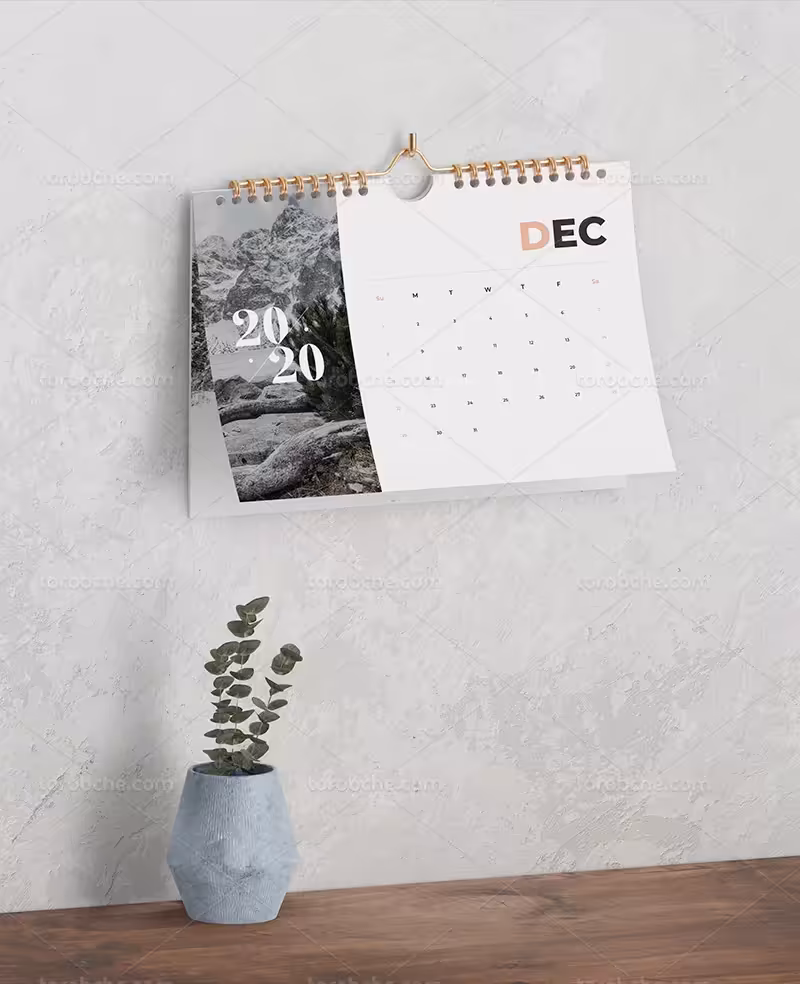 موکاپ تقویم روی دیوار | گرافیک با طعم تربچه