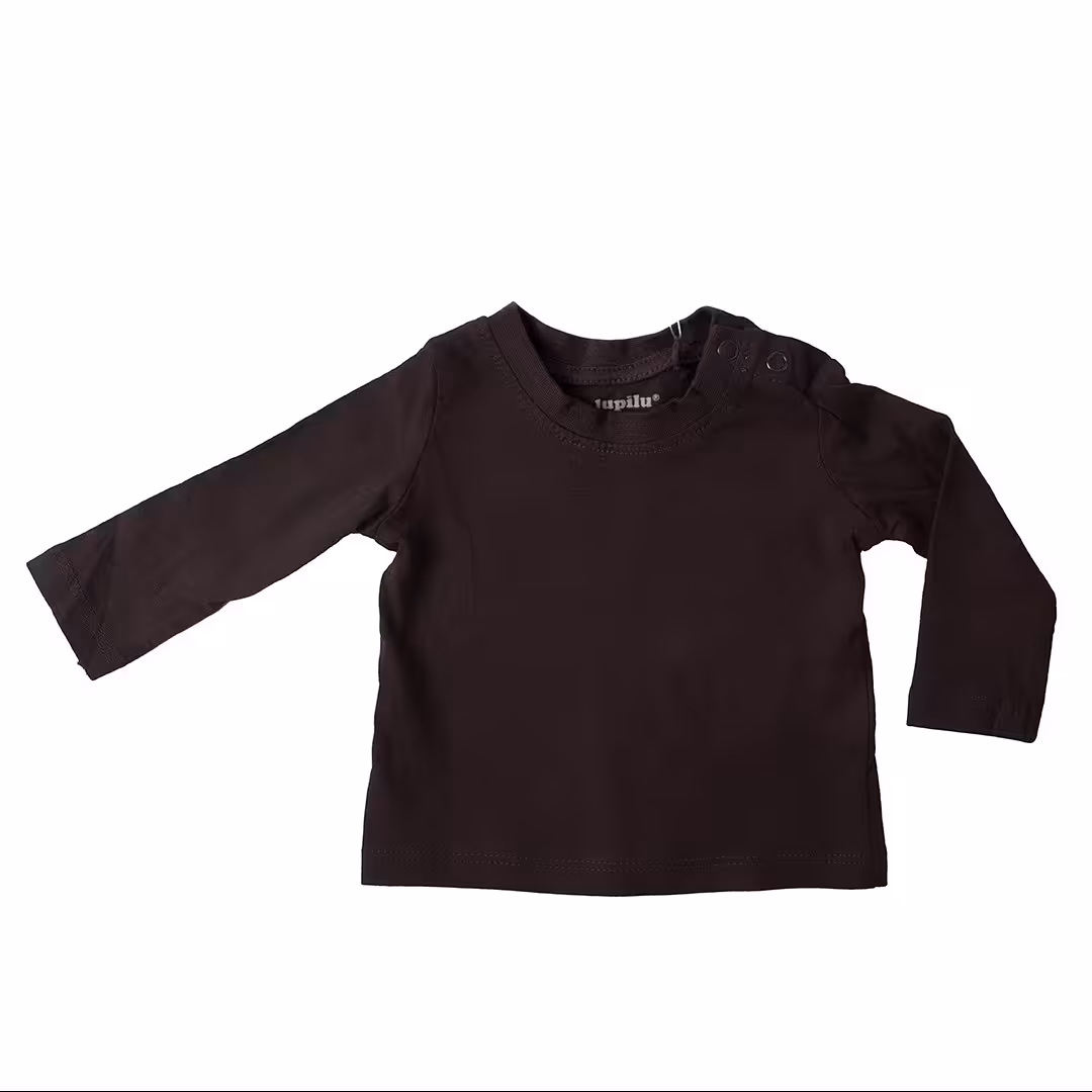 بلوز آستین بلند لطیف کنار یقه دکمه دار مشکی زغالی لوپیلو 0 تا 2  ماه(نیوبورن)