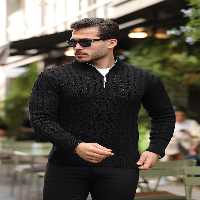 پلیور مشکی مردانه ژاکت لباس بافتنی نیمی از زیپ Valiberta