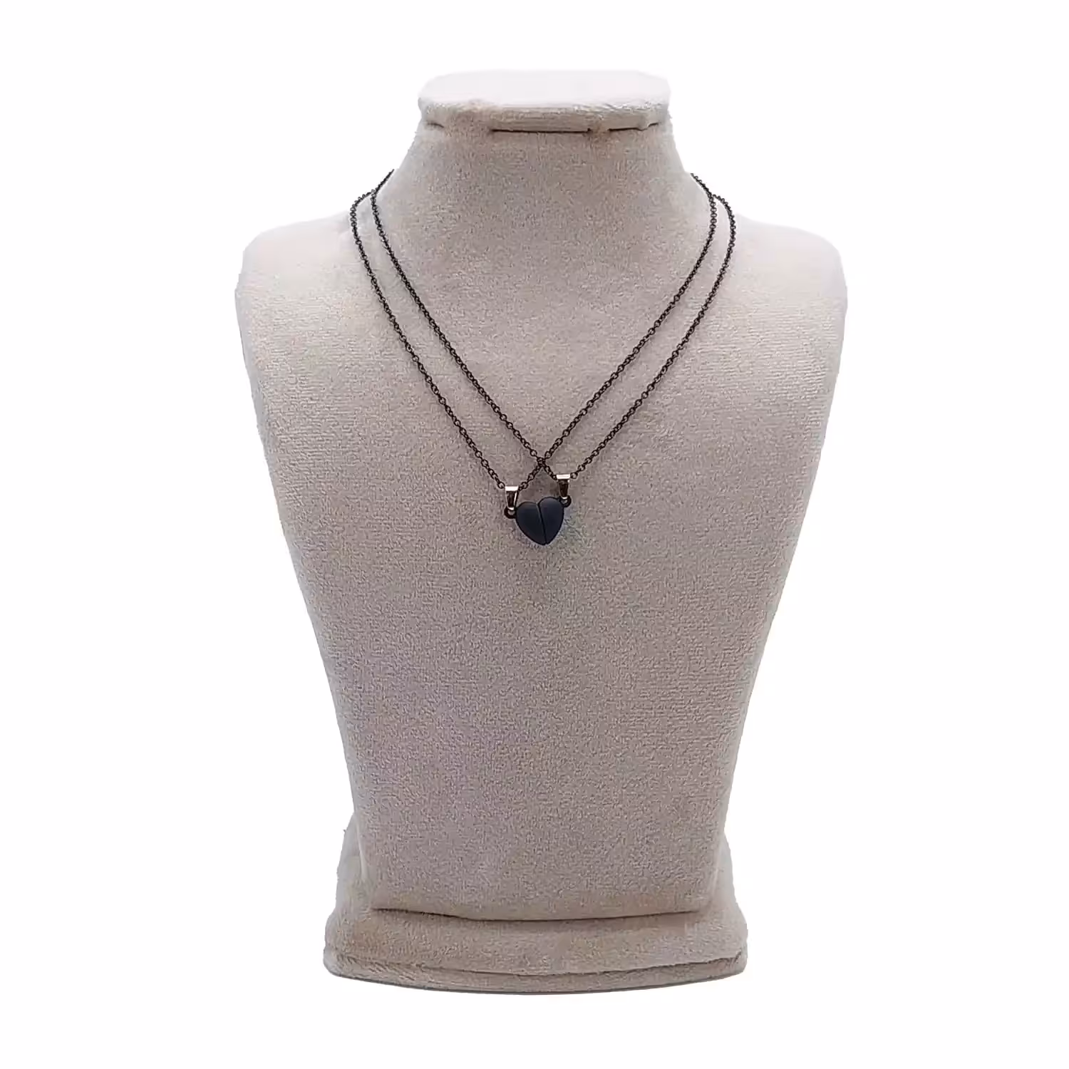  ست کاپلی گردنبند مگنتی طرح قلب مشکی کد CS-1202