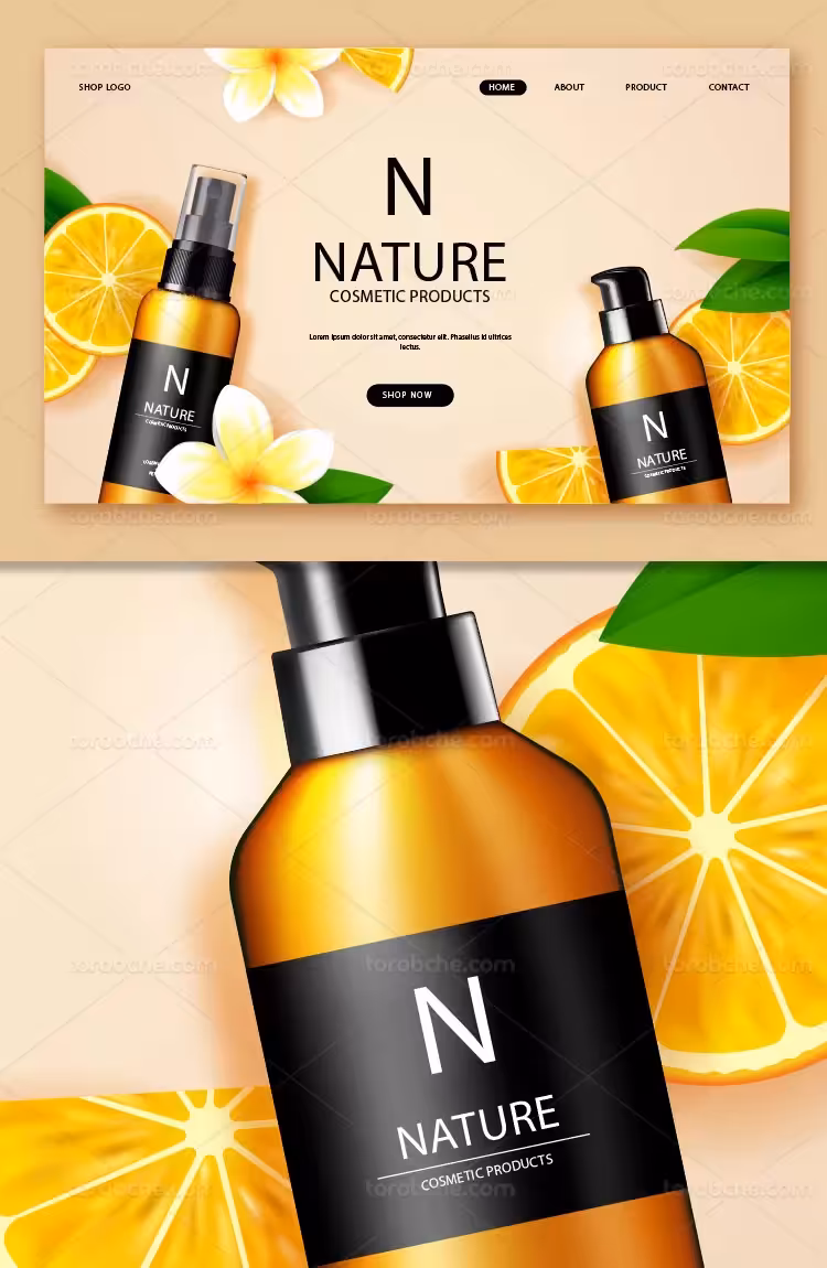 وکتور اسلایدر محصولات آرایشی | گرافیک با طعم تربچه