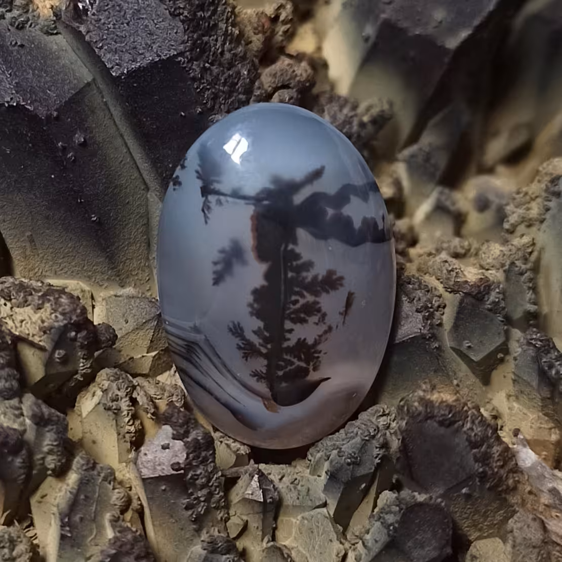 نگین عقیق شجر قائن مصور SH8