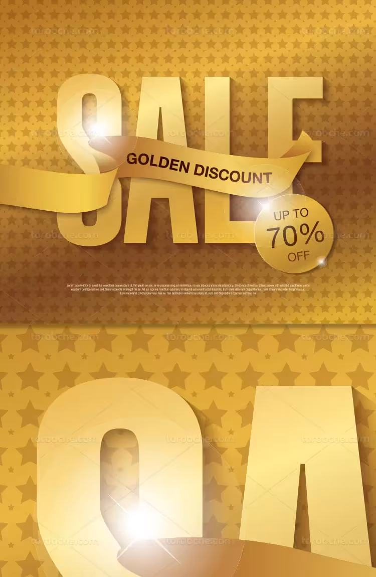 وکتور بنر فروش طلایی رنگ | گرافیک با طعم تربچه