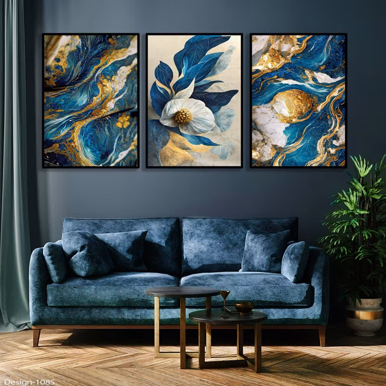 تابلو دکوراتیو گل های کهکشانی 3تیکه سایز 40در60