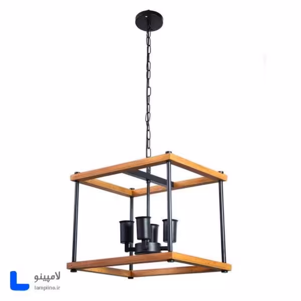 چراغ آویز چهار شعله چوب فلز مدل BAM-7024