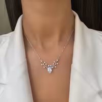 گردنبند جواهری استیل گوزن نقره ای سیلور برند استینلس استیل 