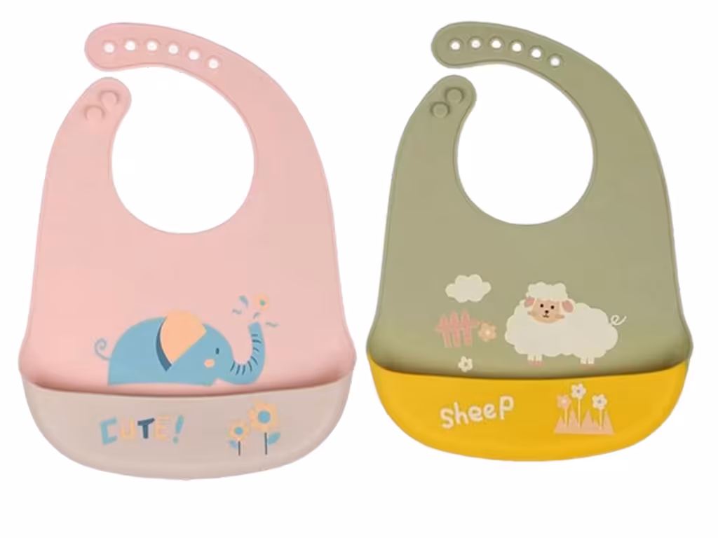 پیشبند کاسه ای سیلیکونی نوزادی دخترانه طرح حیوانات