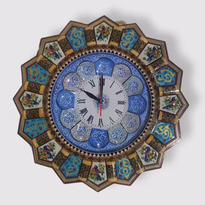 ساعت دیواری خاتم کاری قطر 42 سانتی