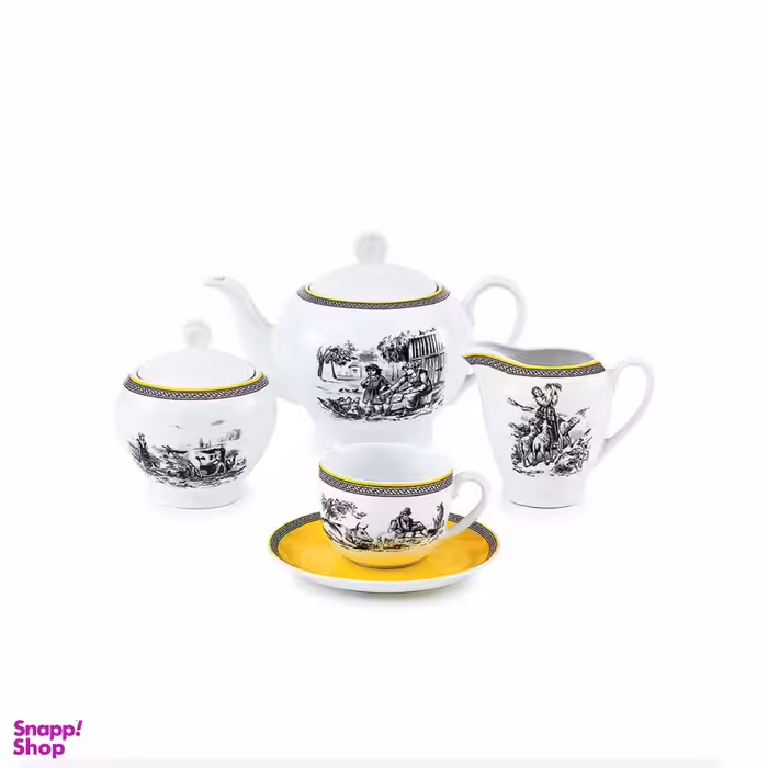 سرویس چای خوری 17 پارچه چینی زرین ایران مدل ایتالیا اف ویلیج درجه عالی