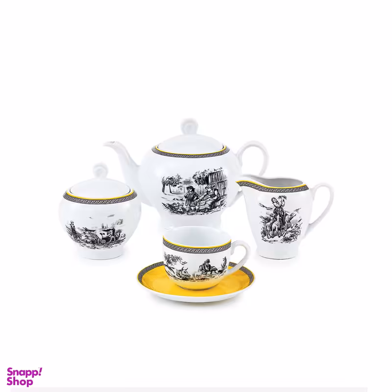 سرویس چای خوری 17 پارچه چینی زرین ایران مدل ایتالیا اف ویلیج درجه عالی